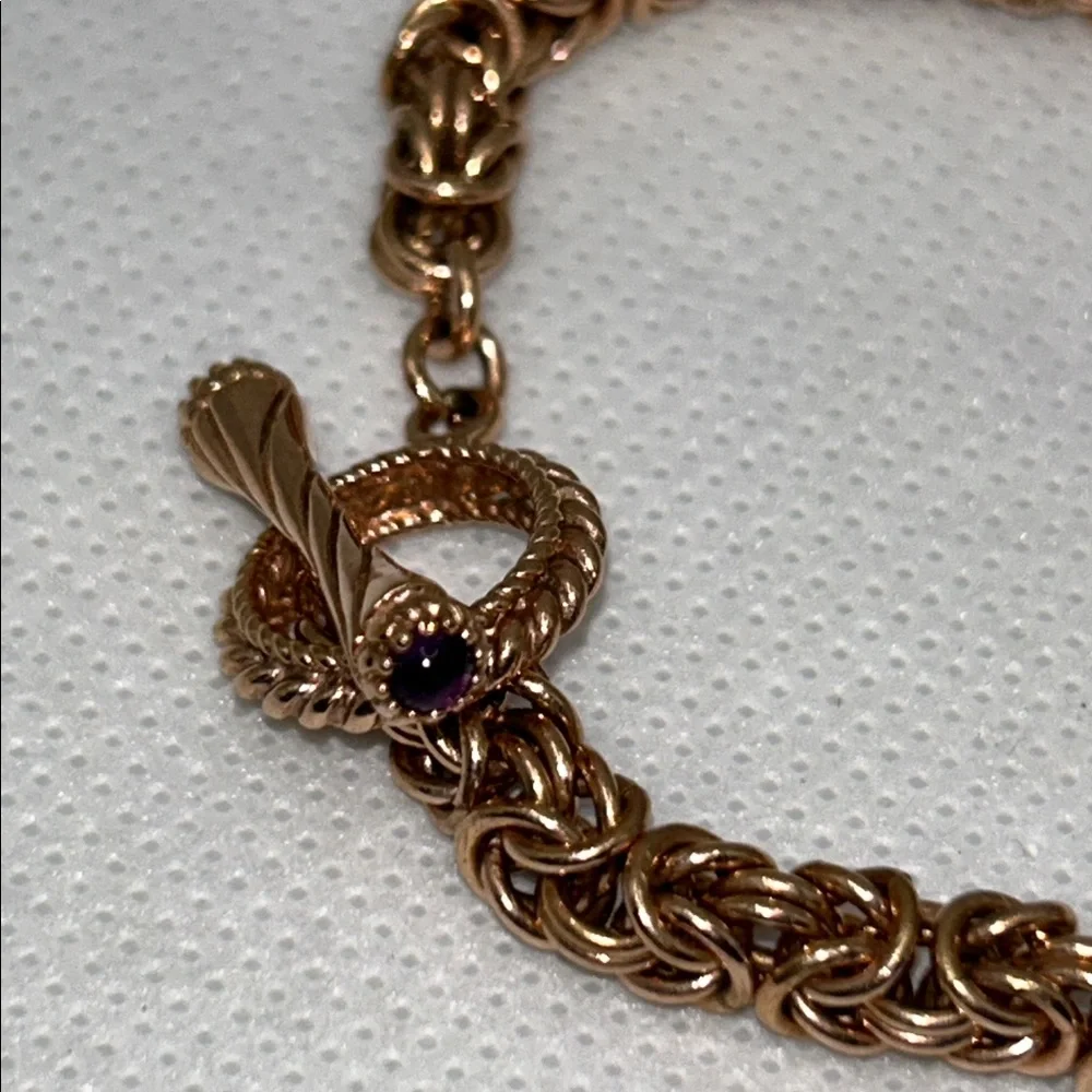 NWOT Rose Gold Plated Sterling Silver Toggle Closure Designer Bracelet